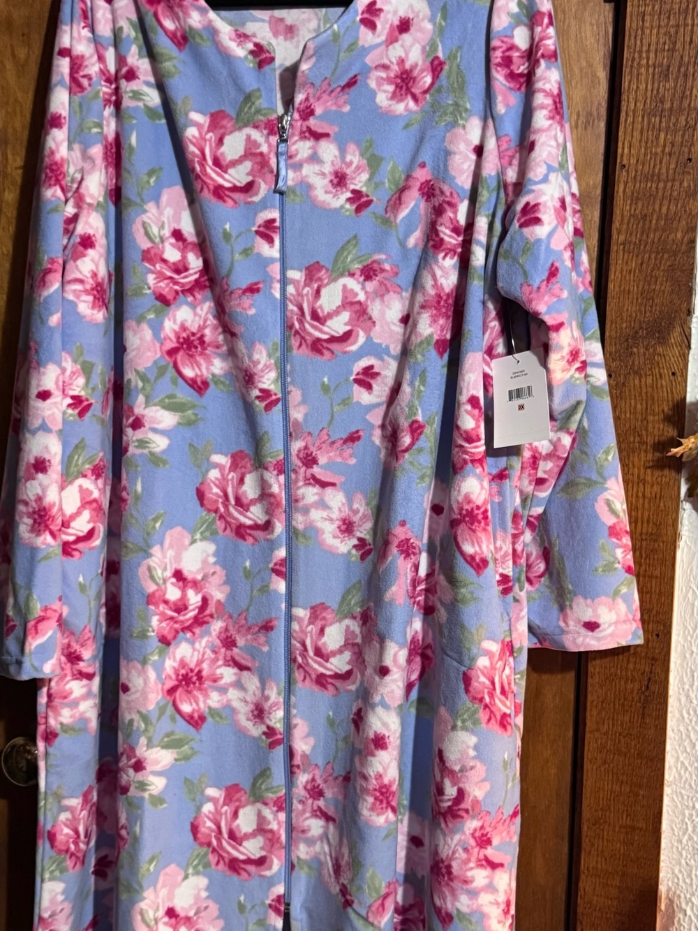 Women's Floral Zip-Front Robe in Lavender & Pink